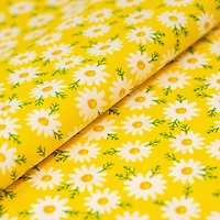 SINGER Daisies on Yellow Cotton Fabric