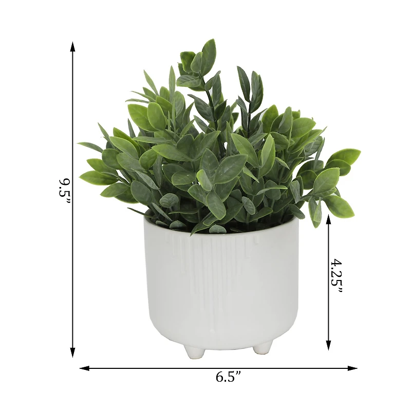Flora Bunda® Tea Leaf In White Cascade Footed Pot