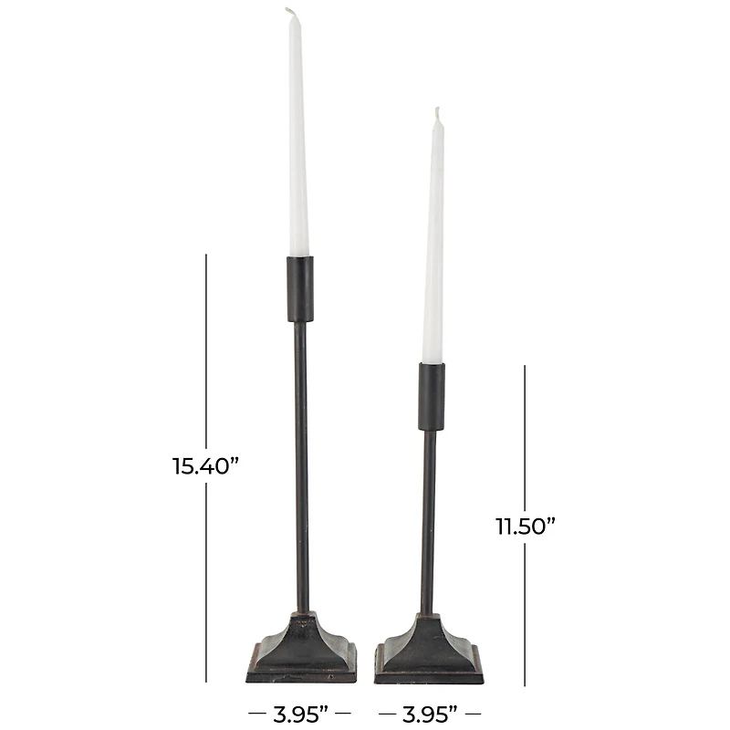 Black Metal Slim Minimalistic Candle Holder Set