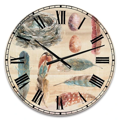 Designart 'Feathers Cottage Family Farmhouse Wall Clock