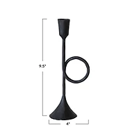 Hello Honey® Black 9.5" Cast Metal Taper Candle Holder with Handle