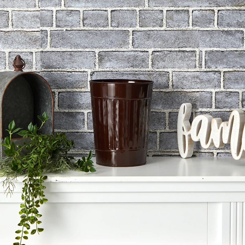 10" Brown Farmhouse Country Pail Planter