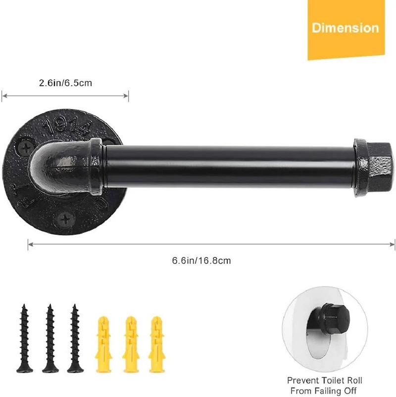 Wall-Mounted Industrial Pipe Toilet Paper Holder