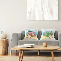 Stupell Industries Coastal Christmas Beach Snowman Throw Pillow Set