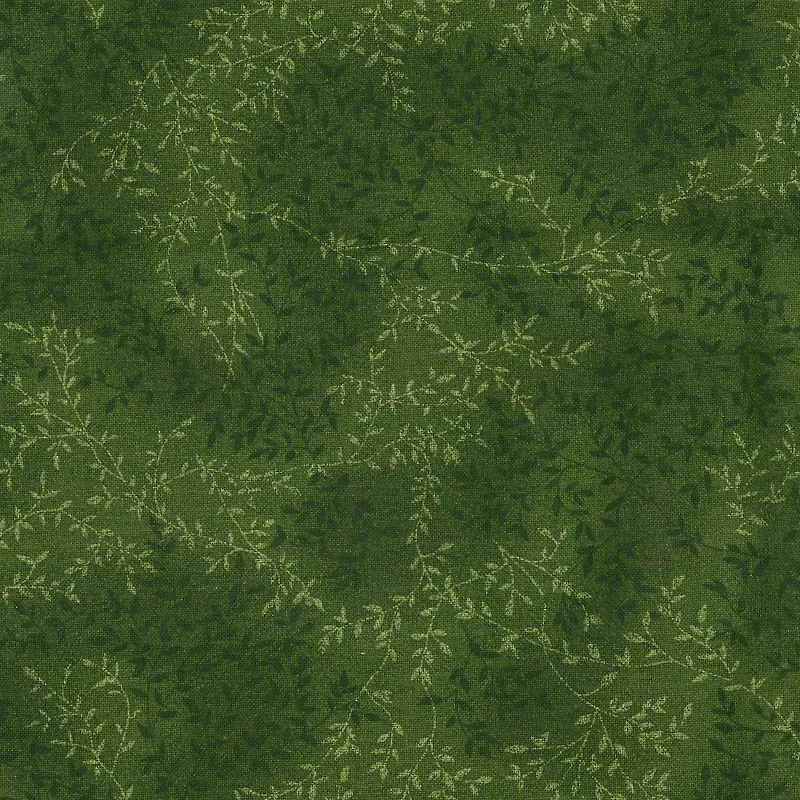 Fabric Traditions Dark Green Tonal Vines Cotton Fabric