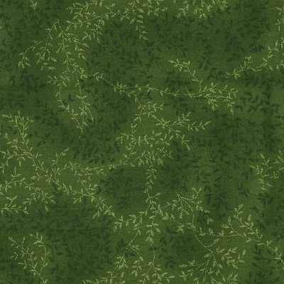 Fabric Traditions Dark Green Tonal Vines Cotton Fabric