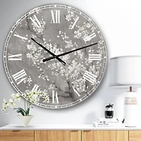 Designart 'White Cherry Blossoms Ii Traditional Wall Clock