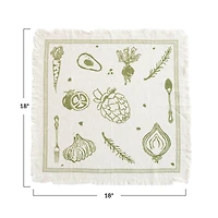 Hello Honey® Green Vegetable Cotton & Linen Napkins with Fringe, 4ct.
