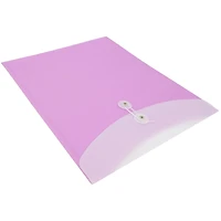 JAM Paper 9.75" x 12" Two-Tone Lilac Purple Plastic Button & String Tie Closure Envelopes, 12ct.