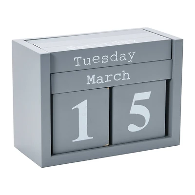 Hello Honey® 5.5" Gray Wooden Perpetual Desk Block Calendar
