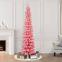 7ft. Pre-Lit Flocked Artificial Alpine Pencil Tree