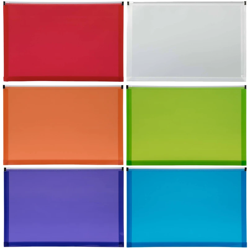 JAM Paper 9.5" x 14.5" Plastic Zip Closure Envelopes, 6ct.