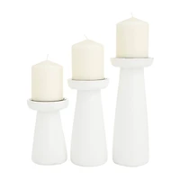 CosmoLiving by Cosmopolitan White Modern Candle Holder Set