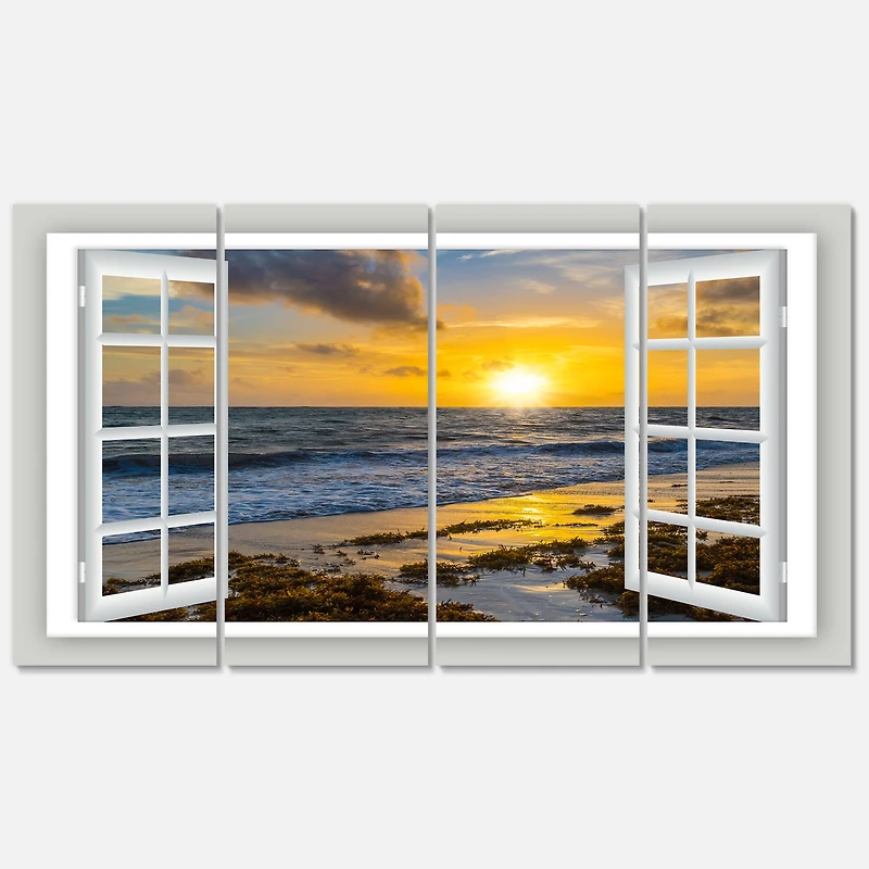 Designart - Open Window to Bright Yellow Sunset