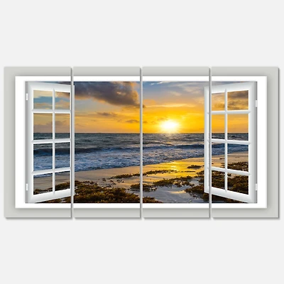 Designart - Open Window to Bright Yellow Sunset