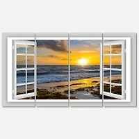 Designart - Open Window to Bright Yellow Sunset