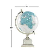 13" Turquoise & White Aluminum Globe
