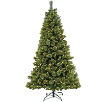7ft. Pre-Lit Maine Pine Artificial Christmas Tree, Warm White LED Lights