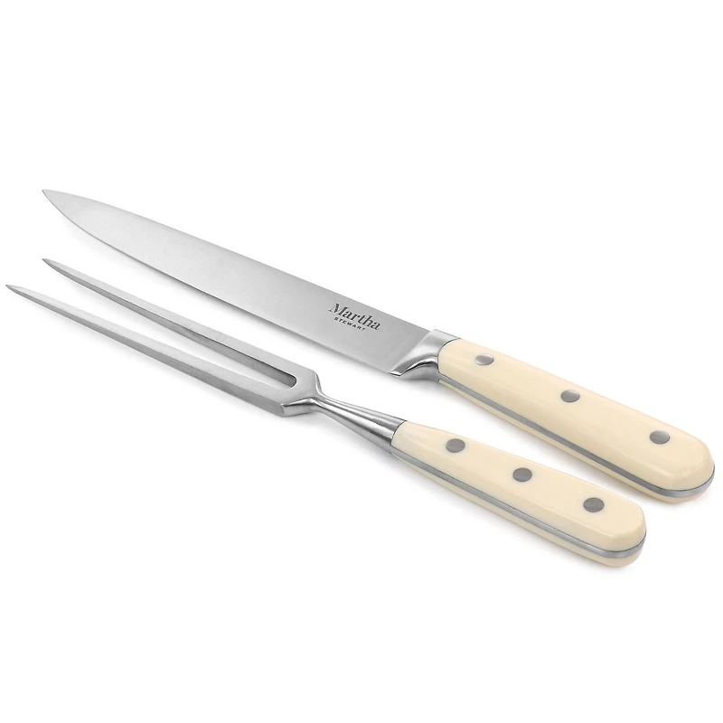 Martha Stewart Cream Goswell 3 Piece Carving Board & Cutlery Set