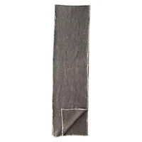 Hello Honey® 108" Gray Linen-Blend Table Runner with Frayed Edges