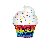 18" Happy Birthday Cupcake Mylar Balloon