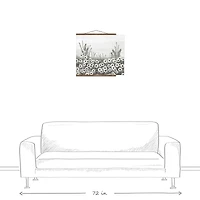 Moody Floral Daisy Field Teak Hanging Canvas