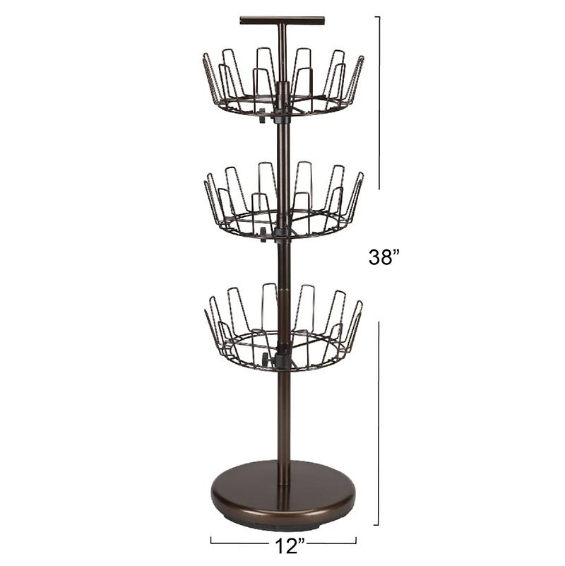 Household Essentials 38" Brown 3-Tier Revolving Shoe Tree