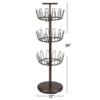 Household Essentials 38" Brown 3-Tier Revolving Shoe Tree