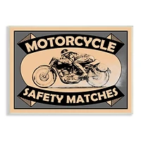 Stupell Industries Motorcycle Safety Matches Grey Tan Bike Rider Wall Plaque