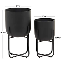 CosmoLiving by Cosmopolitan Black Metal Planter with Removable Stand Set, 17" & 13"