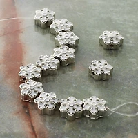 Rhodium & White Snowflake Beads, 12mm by Bead Landing™