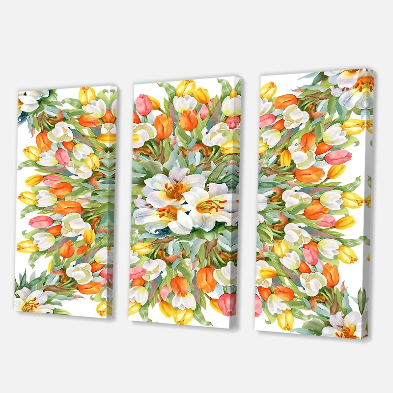 Designart - Blooming White and Orange Tulips II