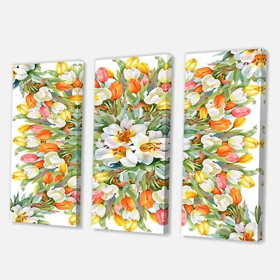 Designart - Blooming White and Orange Tulips II