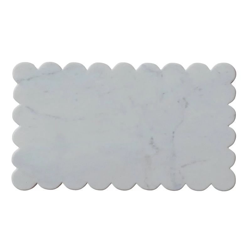 Hello Honey® 14" White Marble Cheese Board with Scalloped Edge