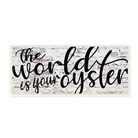 Stupell Industries World Is Your Oyster Textured Brick Inspirational Word Design Wood Wall Plaque