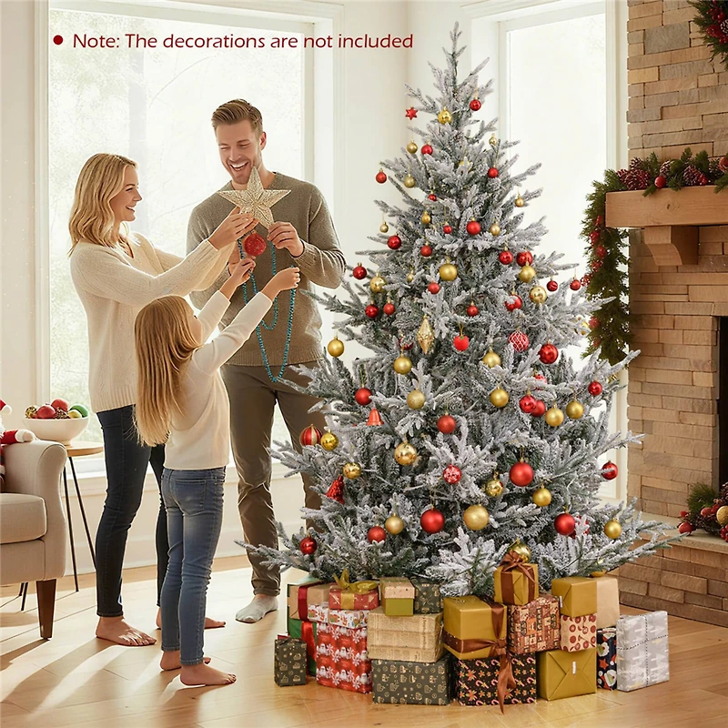Costway 7ft. Pre-Lit Hinged Artificial Christmas Tree, Warm White LED Lights