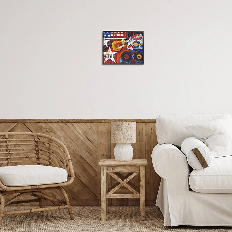 Stupell Industries Rockstar Americana Music Tribute Framed Giclee Art