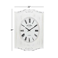 White Wood Farmhouse Wall Clock, 31" x 22" x 4"