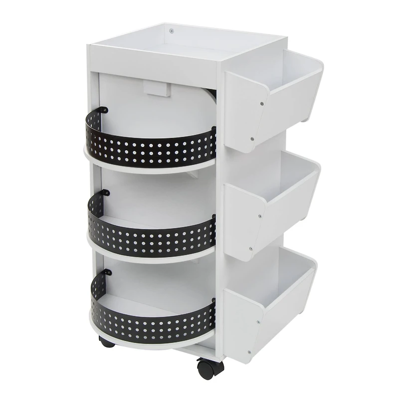 Studio Designs White & Black Swivel Mobile Organizer Cart