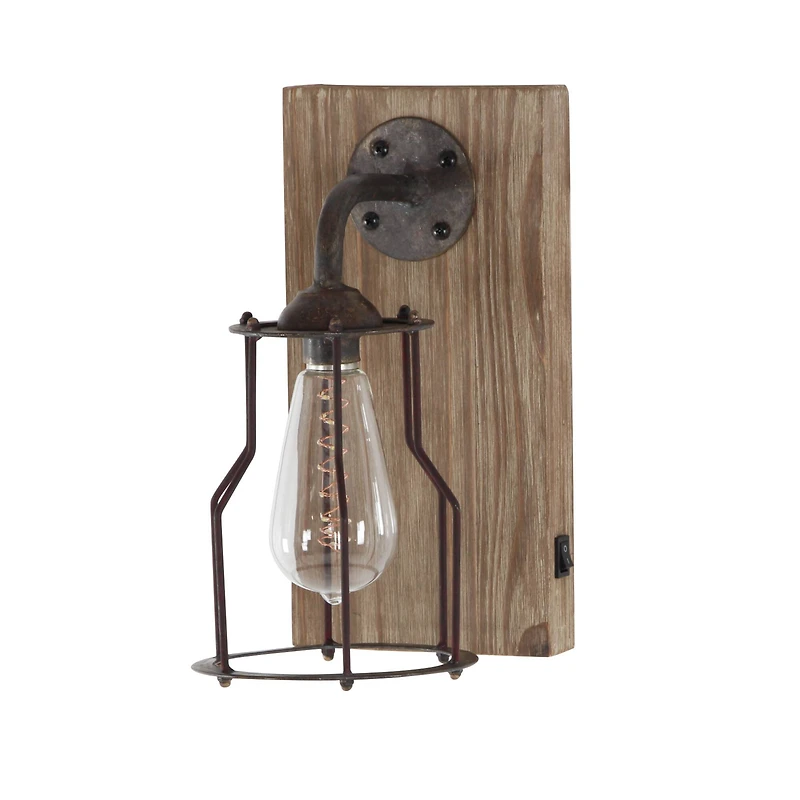 11" Brown Iron Industrial LED Wall Sconce