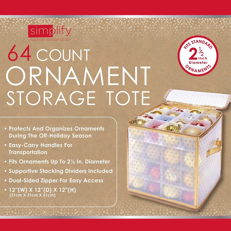 Simplify Clear & Gold Ornament Organizer