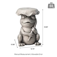 Glitzhome® 19" Frog & Lotus Faux Concrete Garden Stool