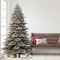9ft. Pre-Lit Flocked Royal Majestic Fir Artificial Christmas Tree, Clear LED Lights
