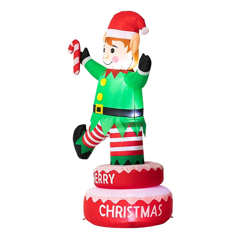 Glitzhome® 6ft. Light-Up Inflatable Rotating Elf Décor