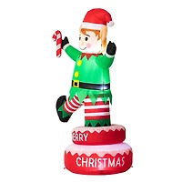 Glitzhome® 6ft. Light-Up Inflatable Rotating Elf Décor