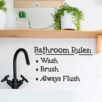 Leisure Arts® Vinyl Bathroom Rules Wash Brush Always Flush Black Wall Decal