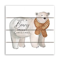 Beary Merry Christmas 11.75" x 11.75" Pallet Wood Wall Art