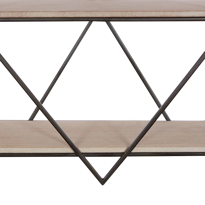 Brown Wood Contemporary Wall Shelf, 20" x 30" x 7"