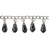 12 Pack: Black Teardrop Glass Beads Chain, 15mm by Bead Landing™