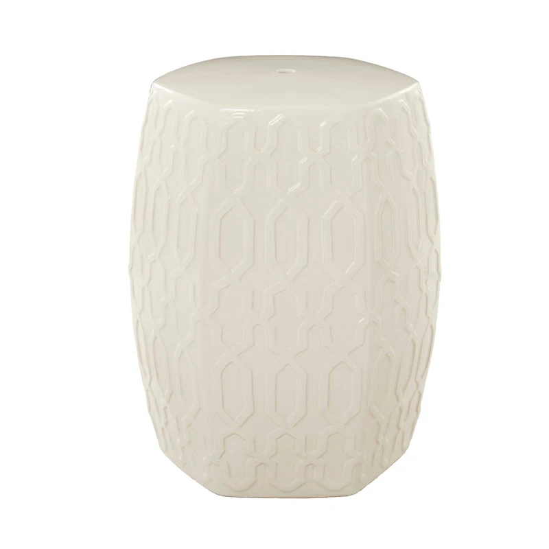 Cream Ceramic Contemporary Accent Table, 19" x 13" x 14"